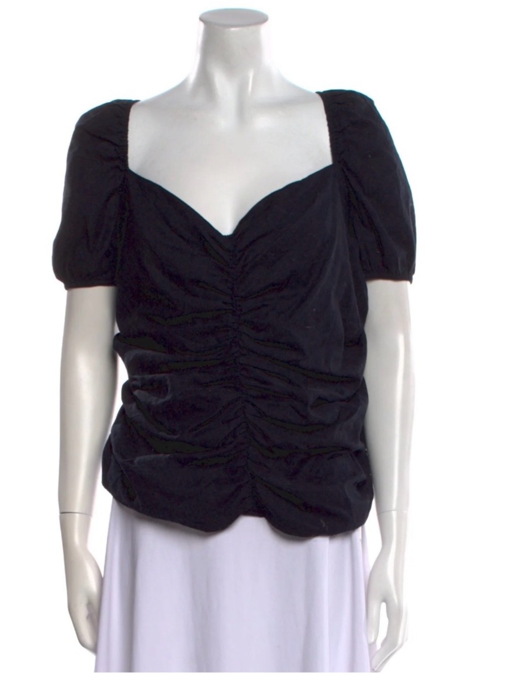Reformation Puff Sleeve ruched Cotton top